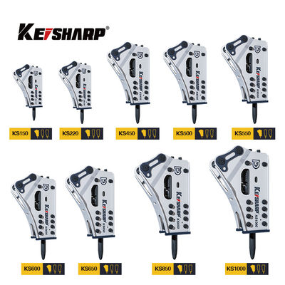 Penghancur hidraulik tipe samping yang dipasang di excavator dengan diameter chisel 190mm